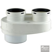 Picture: Adaptor tubulatură evacuare dublă cu colier, 80 mm, intrare 60/100, Ryton, PP